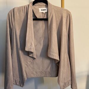 BB Dakota Women's Cream tan faux suede drape  Front Blazer